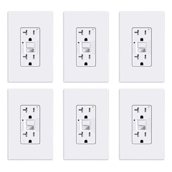 Maintenance Warehouse 20 Amp 125-Volt Tamper-Resistant Self-Test Gfci Receptacle, Night Light And Wall Plate In White 6-Pack