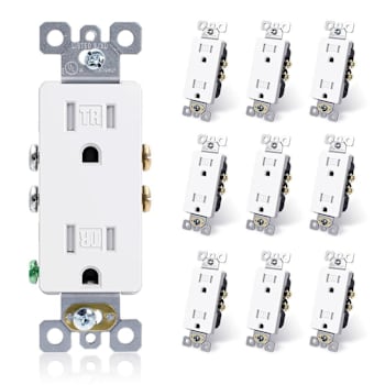 Maintenance Warehouse 15 Amp 125-Volt Tamper-Resistant Decorator Receptacle In White 10-Pack