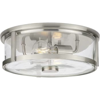 Image for Progress Lighting Gilliam 2-Light Flush Mount, 12.6", Brushed Nickel, Clear from HD Supply