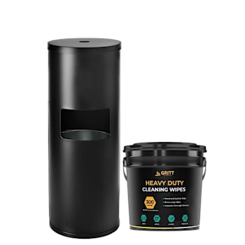 Gritt Commercial Black Dispenser 10x12" Multi-Surface Hand Cleaning Wipes