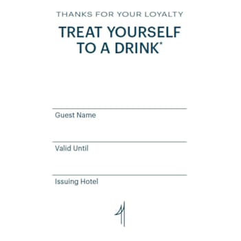 IHG Rewards Welcome Voucher - Drink - Package Of 250