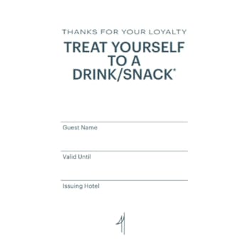 IHG Rewards Welcome Voucher - Drink Snack - Package Of 250