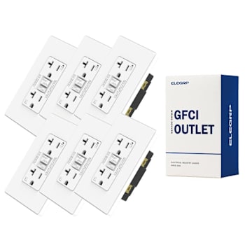 Elegrp 20a Tamper Resistant Gfci With Wall Plate, White, Package Of 6