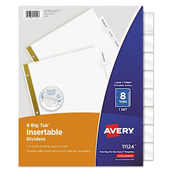 Image for Avery Big Tab Dividers Double-Sided Gold Edge White Clear Tabs Package Of 8 from HD Supply