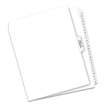 Image for Avery Legal Exhibit Side Tab Index Dividers Avery Style A-Z White Package Of 27 from HD Supply