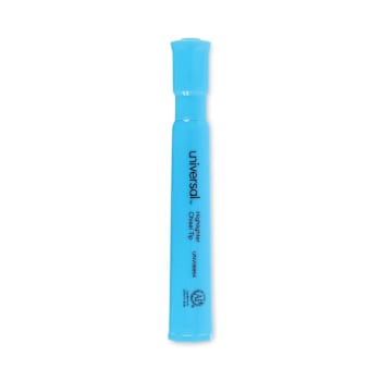 Universal Desk Highlighters Fluorescent Blue Inkbarrel Chisel Tip Package Of 12