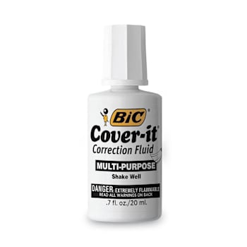 Bic Cover-It Correction Fluid 20 mL Bottle White Dozen Package Of 12
