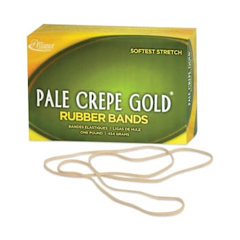 Alliance Pale Crepe Gold Rubber Bands Size 117b 0.06" Gauge 1 Lb Package Of 300