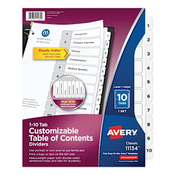 Image for Avery Customizable Toc Ready Index Black/White Dividers 10-Tab Package Of 10 from HD Supply
