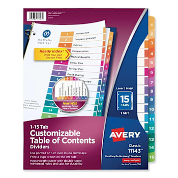 Image for Avery Custom Ready Index Multicolor Tab Dividers White Trad Color Package Of 15 from HD Supply