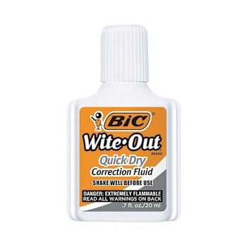 Bic Wite-Out Quick Dry Correction Fluid 20 mL Bottle White Dozen Package Of 12