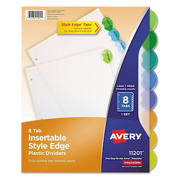 Image for Avery Style Edge Tab Plastic Dividers 8-Tab 11 X 8.5 Translucent Package Of 8 from HD Supply