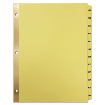 Universal Deluxe Plastic Coated Tab Divider-Black Printing Jan-Dec Package Of 12