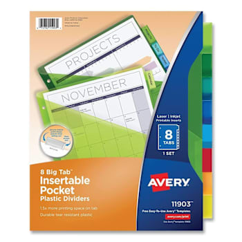 Image for Avery Big Tab Plastic 1-Pocket Dividers Assorted Package Of 8 from HD Supply