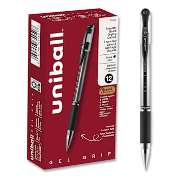 Image for Uni-Ball Signo Grip Gel Pen Medium 0.7 Mm Black Ink Clr/Blk/Slvr Package Of 12 from HD Supply