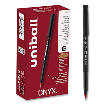 Image for Uni-Ball Onyx Rollerball Pen Fine 0.7 Mm Red Ink Black/Red Brl Package Of 12 from HD Supply
