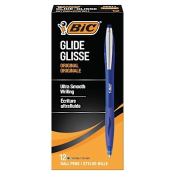Bic Glide Ballpoint Pen 1 Mm Blue Ink Translucent Blue/Blue Brl Package Of 12