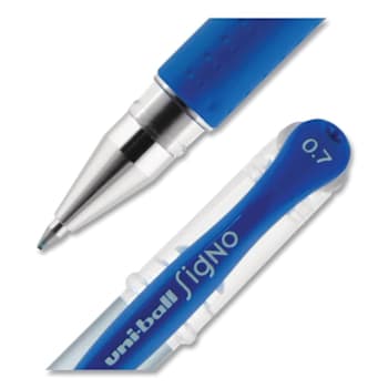 Image for Uni-Ball Signo Grip Gel Pen 0.7 Mm Blue Ink Clear/Blue/Silver Brl Package Of 12 from HD Supply