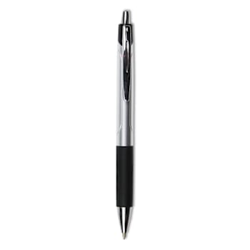 Image for Universal Comfort Grip Ballpoint Pen 1 Mm Blk Ink Silver/Black Brl Package Of 12 from HD Supply