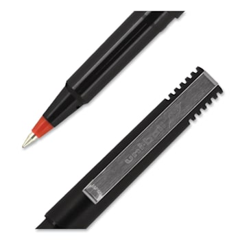 Uni-Ball Rollerball Pen Extra-Fine 0.5 Mm Red Ink Black/Red Brl Package Of 12