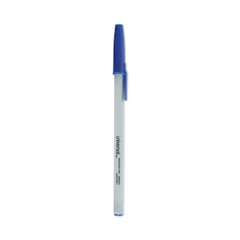 Universal Ballpoint Pen Stick Medium 1 Mm Blue Ink Gray/Blue Brl Package Of 12