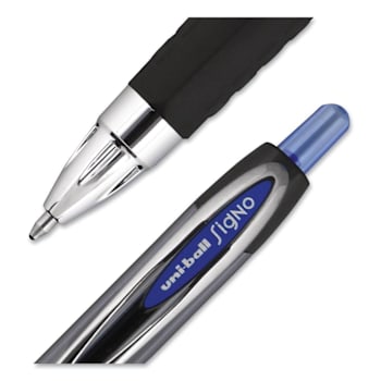 Image for Uni-Ball Signo 207 Gel Pen Bold 1 Mm Blue Ink Smoke/Black/Blue Brl Package Of 12 from HD Supply