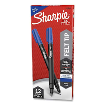 Sharpie Water-Resistant Ink Fine 0.4 Mm Blue Ink Black/Blue Brl Package Of 12