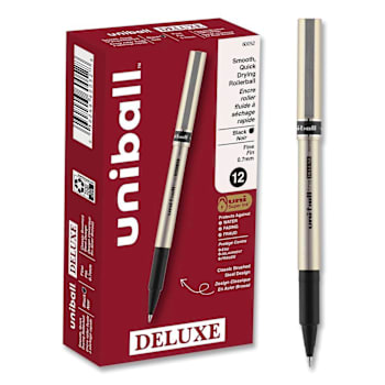 Image for Uni-Ball Pen Stick Fine 0.7 Mm Black Ink Champagne/Black Brl Package Of 12 from HD Supply