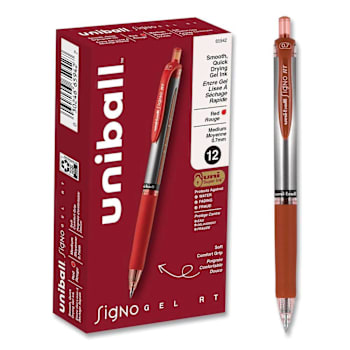 Image for Uni-Ball Signo Gel Pen 0.7 Mm Red Ink Silver/Red Brl Package Of 12 from HD Supply