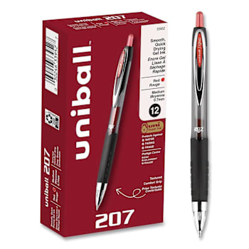 Image for Uni-Ball Signo 207 Gel Pen 0.7 Mm Red Ink Smoke/Black/Red Brl Package Of 12 from HD Supply