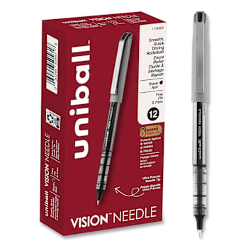 Image for Uni-Ball Vision Needle Pen Fine 0.7 Mm Blk Ink Gray/Clear/Blk Brl Package Of 12 from HD Supply