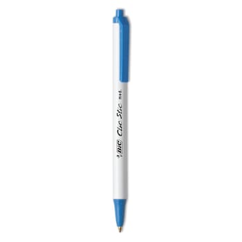 Image for Bic Clic Stic Ballpoint Pen 1 Mm Blue Ink White Brl Package Of 12 from HD Supply