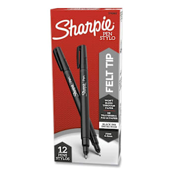 Sharpie Water-Resistant Ink Porous Point Fine 0.4 Mm Black Ink/Brl Package Of 12