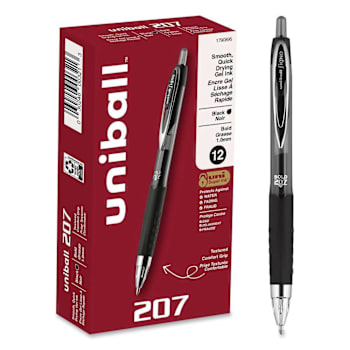 Image for Uni-Ball Signo 207 Gel Pen Bold 1 Mm Black Ink Smoke/Black Brl Package Of 12 from HD Supply