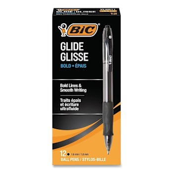 Image for Bic Glide Bold Ballpoint Pen Bold 1.6 Mm Black Ink Smoke Brl Package Of 12 from HD Supply