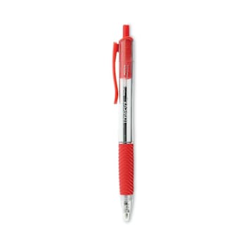 Bp Pen Red Ink Clear/red Brl 12/Pkg