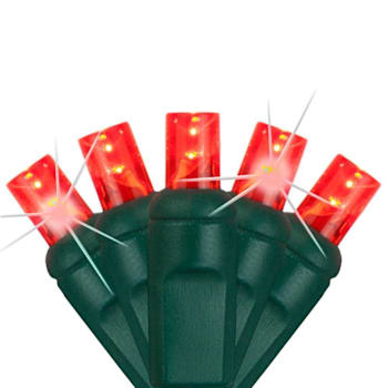 Wintergreen Lighting Softtwinkle 50 LED Christmas Lights, Green Wire, Red