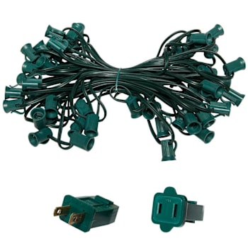 Wintergreen Lighting C7 E12 Light Stringer, Commercial Grade, Green, 50' Length