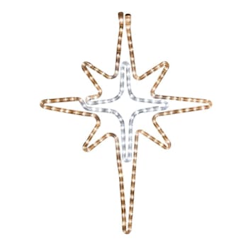 Wintergreen Lighting 28" Bethlehem Star With Cross Center, Warm White/Cool White