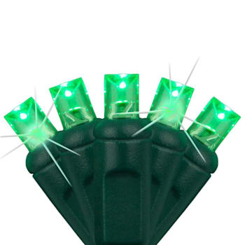 Wintergreen Lighting Softtwinkle 50 LED Christmas Lights, Green Wire, Green
