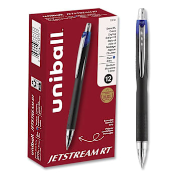 Image for Uni-Ball Jetstream Hybrid Gel Pen Bold 1 Mm Blue Ink Blk/Slvr/Blue Package Of 12 from HD Supply