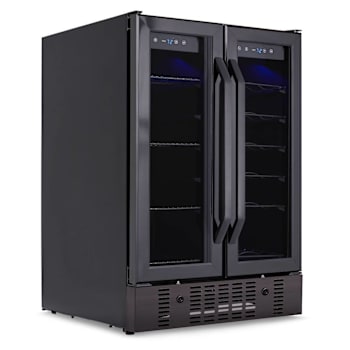 Image for NewAir 24" Wine And Beverage Refrigerator And Cooler, 18 Bottle And 60 Can Capacity, Built-In Dual Zone Fridge In Black Stainles from HD Supply