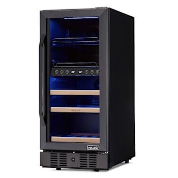 Image for NewAir 15 Inch Wine And Beverage Refrigerator - 13 Bottles & 48 Cans Capacity With Dual Temperature Zone Wine Cooler, Black Stai from HD Supply