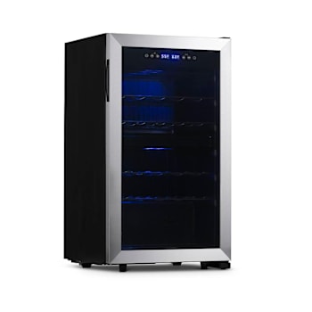 NewAir Freestanding 28 Bottle Dual Zone Compressor Wine Fridge In Stainless Steel, Adjustable Racks And Exterior Digital Thermos