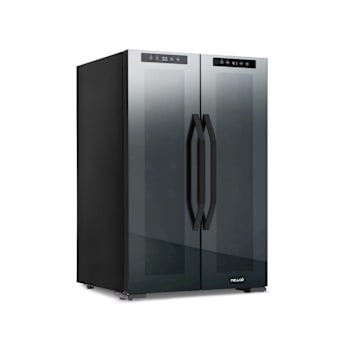 NewAir Shadow Series Wine Cooler Refrigerator 12 Bottle & 39 Can Dual Temperature Zones, Freestanding Mirrored Wine And Beverage