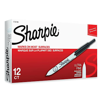 Sharpie Retractable Permanent Marker Extra-Fine Needle Tip Black Package Of 12