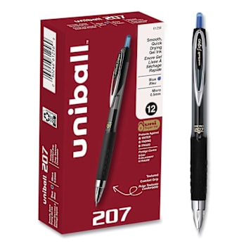 Image for Uni-Ball Signo 207 Gel Fine .5 Mm Blue Ink Smoke/Black/Blue Barrel Package Of 12 from HD Supply