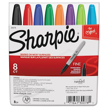 Sharpie Fine Tip Permanent Marker Fine Bullet Tip Assorted Colors Package Of 8