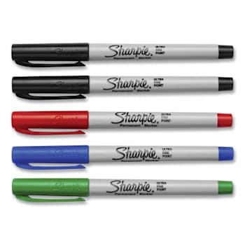 Sharpie Ultra Fine Tip Permanent Marker Needle Tip Assorted Colors Package Of 5
