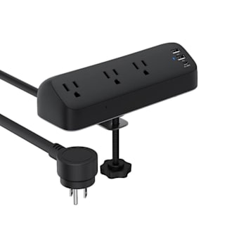 Teleadapt Chargeport Plus Charging Station, Outlet And Usb, Black, 6-1/2'
